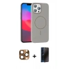 MARSİLYAN™- iPhone 16 Pro Max Kılıf Siluet Doku Özel Seri - Siyah 3D Antistatik Hayalet Cam Ekran Koruyucu + Pers Alüminyum Kamera Lens - CLTM