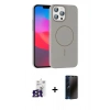 MARSİLYAN™- iPhone 16 Pro Max Kılıf Siluet Doku Özel Seri - Siyah 3D Antistatik Hayalet Cam Ekran Koruyucu + Bilvis Titan Kamera Lens - TMGI