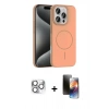 MARSİLYAN™- iPhone 16 Pro Max Kılıf Siluet Doku Özel Seri - Siyah 3D Antistatik Mat Seramik Nano Ekran Koruyucu + Pers Alüminyum Kamera Lens - GS