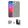 MARSİLYAN™- iPhone 16 Pro Max Kılıf Siluet Doku Özel Seri - Siyah 3D Antistatik Mat Seramik Nano Ekran Koruyucu + Pers Alüminyum Kamera Lens - GI