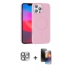 MARSİLYAN™- iPhone 16 Pro Max Kılıf Siluet Doku Özel Seri - Siyah 3D Antistatik Mat Seramik Nano Ekran Koruyucu + Pers Alüminyum Kamera Lens - GI