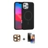 MARSİLYAN™- iPhone 16 Pro Max Kılıf Siluet Doku Özel Seri - Siyah 3D Antistatik Mat Seramik Nano Ekran Koruyucu + Çöl Titanyum Pers Alüminyum Kamera Lens