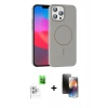 MARSİLYAN™- iPhone 16 Pro Max Kılıf Siluet Doku Özel Seri - Siyah 3D Antistatik Mat Seramik Nano Ekran Koruyucu + Raze Metal Kamera Lens - BZ