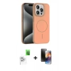 MARSİLYAN™- iPhone 16 Pro Max Kılıf Siluet Doku Özel Seri - Siyah 3D Antistatik Mat Seramik Nano Ekran Koruyucu + Raze Metal Kamera Lens - BZ