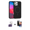 MARSİLYAN™- iPhone 16 Pro Max Kılıf Siluet Doku Özel Seri - Siyah 3D Antistatik Mat Seramik Nano Ekran Koruyucu + Bilvis Titan Kamera Lens - SH