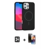 MARSİLYAN™- iPhone 16 Pro Max Kılıf Siluet Doku Özel Seri - Siyah 3D Antistatik Mat Seramik Nano Ekran Koruyucu + PVD Metal Kamera Lens - SH