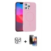 MARSİLYAN™- iPhone 16 Pro Max Kılıf Siluet Doku Özel Seri - Siyah 3D Antistatik Mat Seramik Nano Ekran Koruyucu + Pers Alüminyum Kamera Lens - GS