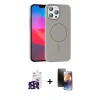 MARSİLYAN™- iPhone 16 Pro Max Kılıf Siluet Doku Özel Seri - Siyah 3D Antistatik Mat Seramik Nano Ekran Koruyucu + Bilvis Titan Kamera Lens - SH