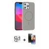 MARSİLYAN™- iPhone 16 Pro Max Kılıf Siluet Doku Özel Seri - Siyah 3D Antistatik Mat Seramik Nano Ekran Koruyucu + Pers Alüminyum Kamera Lens - GS
