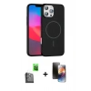MARSİLYAN™- iPhone 16 Pro Max Kılıf Siluet Doku Özel Seri - Siyah 3D Antistatik Mat Seramik Nano Ekran Koruyucu + Raze Metal Kamera Lens - SH