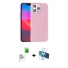 MARSİLYAN™- iPhone 16 Pro Max Kılıf Siluet Doku Özel Seri - Siyah 3D Antistatik Seramik Nano Ekran Koruyucu + Beyaz Raze Metal Kamera Lens