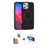 MARSİLYAN™- iPhone 16 Pro Max Kılıf Siluet Doku Özel Seri - Siyah 3D Antistatik Seramik Nano Ekran Koruyucu + Raze Metal Kamera Lens - CLTM