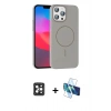 MARSİLYAN™- iPhone 16 Pro Max Kılıf Siluet Doku Özel Seri - Siyah 3D Antistatik Seramik Nano Ekran Koruyucu + Siyah PVD Metal Kamera Lens
