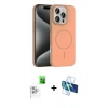 MARSİLYAN™- iPhone 16 Pro Max Kılıf Siluet Doku Özel Seri - Siyah 3D Antistatik Seramik Nano Ekran Koruyucu + Beyaz Raze Metal Kamera Lens