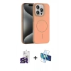 MARSİLYAN™- iPhone 16 Pro Max Kılıf Siluet Doku Özel Seri - Siyah 3D Antistatik Seramik Nano Ekran Koruyucu + Siyah Bilvis Titan Kamera Lens