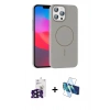 MARSİLYAN™- iPhone 16 Pro Max Kılıf Siluet Doku Özel Seri - Siyah 3D Antistatik Seramik Nano Ekran Koruyucu + Siyah Bilvis Titan Kamera Lens