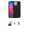 MARSİLYAN™- iPhone 16 Pro Max Kılıf Siluet Doku Özel Seri - Siyah Bilvis 3D Cam Ekran Koruyucu + Bilvis Titan Kamera Lens - SH