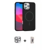 MARSİLYAN™- iPhone 16 Pro Max Kılıf Siluet Doku Özel Seri - Siyah Bilvis 3D Cam Ekran Koruyucu + Pers Alüminyum Kamera Lens - GI