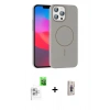 MARSİLYAN™- iPhone 16 Pro Max Kılıf Siluet Doku Özel Seri - Siyah Bilvis 3D Cam Ekran Koruyucu + Raze Metal Kamera Lens - BZ