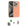 MARSİLYAN™- iPhone 16 Pro Max Kılıf Siluet Doku Özel Seri - Siyah Bilvis 3D Cam Ekran Koruyucu + Raze Metal Kamera Lens - SH