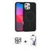 MARSİLYAN™- iPhone 16 Pro Max Kılıf Siluet Doku Özel Seri - Siyah Bilvis 3X AR Hayalet Cam Ekran Koruyucu + Pers Alüminyum Kamera Lens - GI