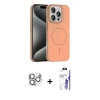 MARSİLYAN™- iPhone 16 Pro Max Kılıf Siluet Doku Özel Seri - Siyah Bilvis 3X AR HD Cam Ekran Koruyucu + Pers Alüminyum Kamera Lens - GS