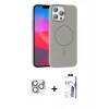 MARSİLYAN™- iPhone 16 Pro Max Kılıf Siluet Doku Özel Seri - Siyah Bilvis 3X AR HD Cam Ekran Koruyucu + Pers Alüminyum Kamera Lens - GS