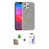 MARSİLYAN™- iPhone 16 Pro Max Kılıf Siluet Doku Özel Seri - Siyah Bilvis 3X AR HD Cam Ekran Koruyucu + Raze Metal Kamera Lens - CLTM