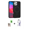 MARSİLYAN™- iPhone 16 Pro Max Kılıf Siluet Doku Özel Seri - Siyah Bilvis 3X AR HD Cam Ekran Koruyucu + Raze Metal Kamera Lens - NLGY
