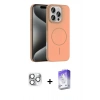 MARSİLYAN™- iPhone 16 Pro Max Kılıf Siluet Doku Özel Seri - Siyah Bilvis 5in1 3D Magic Cam Ekran Koruyucu + Pers Alüminyum Kamera Lens - GS