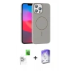 MARSİLYAN™- iPhone 16 Pro Max Kılıf Siluet Doku Özel Seri - Siyah Bilvis 5in1 3D Magic Cam Ekran Koruyucu + Raze Metal Kamera Lens - BZ