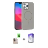 MARSİLYAN™- iPhone 16 Pro Max Kılıf Siluet Doku Özel Seri - Siyah Bilvis 5in1 3D Magic Cam Ekran Koruyucu + Raze Metal Kamera Lens - NLGY