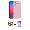MARSİLYAN™- iPhone 16 Pro Max Kılıf Siluet Doku Özel Seri - Siyah Bilvis 5in1 3D Magic Cam Ekran Koruyucu + Pers Alüminyum Kamera Lens - CLTM