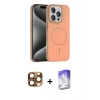 MARSİLYAN™- iPhone 16 Pro Max Kılıf Siluet Doku Özel Seri - Siyah Bilvis 5in1 3D Magic Cam Ekran Koruyucu + Pers Alüminyum Kamera Lens - CLTM