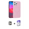 MARSİLYAN™- iPhone 16 Pro Max Kılıf Siluet Doku Özel Seri - Siyah Bilvis 5in1 3D Magic Cam Ekran Koruyucu + PVD Metal Kamera Lens - GD