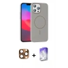 MARSİLYAN™- iPhone 16 Pro Max Kılıf Siluet Doku Özel Seri - Siyah Bilvis 5in1 3D Magic Cam Ekran Koruyucu + Pers Alüminyum Kamera Lens - CLTM