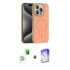MARSİLYAN™- iPhone 16 Pro Max Kılıf Siluet Doku Özel Seri - Siyah Bilvis 5in1 3D Magic Cam Ekran Koruyucu + Raze Metal Kamera Lens - BZ