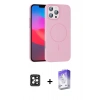 MARSİLYAN™- iPhone 16 Pro Max Kılıf Siluet Doku Özel Seri - Siyah Bilvis 5in1 3D Magic Cam Ekran Koruyucu + PVD Metal Kamera Lens - SH