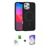 MARSİLYAN™- iPhone 16 Pro Max Kılıf Siluet Doku Özel Seri - Siyah Bilvis 5in1 3D Magic Cam Ekran Koruyucu + Raze Metal Kamera Lens - BZ