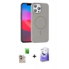 MARSİLYAN™- iPhone 16 Pro Max Kılıf Siluet Doku Özel Seri - Siyah Bilvis 5in1 5D Magic Hayalet Cam Ekran Koruyucu + Raze Metal Kamera Lens - NLGY