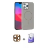 MARSİLYAN™- iPhone 16 Pro Max Kılıf Siluet Doku Özel Seri - Siyah Bilvis 5in1 5D Magic Hayalet Cam Ekran Koruyucu + Pers Alüminyum Kamera Lens - CLTM