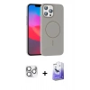 MARSİLYAN™- iPhone 16 Pro Max Kılıf Siluet Doku Özel Seri - Siyah Bilvis 5in1 5D Magic Hayalet Cam Ekran Koruyucu + Pers Alüminyum Kamera Lens - GS