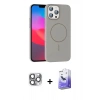 MARSİLYAN™- iPhone 16 Pro Max Kılıf Siluet Doku Özel Seri - Siyah Bilvis 5in1 5D Magic Hayalet Cam Ekran Koruyucu + Pers Alüminyum Kamera Lens - GI