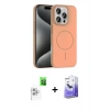 MARSİLYAN™- iPhone 16 Pro Max Kılıf Siluet Doku Özel Seri - Siyah Bilvis 5in1 5D Magic Hayalet Cam Ekran Koruyucu + Raze Metal Kamera Lens - BZ