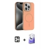MARSİLYAN™- iPhone 16 Pro Max Kılıf Siluet Doku Özel Seri - Siyah Bilvis 5in1 5D Magic Hayalet Cam Ekran Koruyucu + PVD Metal Kamera Lens - GS