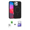 MARSİLYAN™- iPhone 16 Pro Max Kılıf Siluet Doku Özel Seri - Siyah Bilvis 5in1 5D Magic Hayalet Cam Ekran Koruyucu + Raze Metal Kamera Lens - BZ