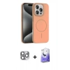 MARSİLYAN™- iPhone 16 Pro Max Kılıf Siluet Doku Özel Seri - Siyah Bilvis 5in1 5D Magic Hayalet Cam Ekran Koruyucu + Pers Alüminyum Kamera Lens - GI
