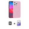 MARSİLYAN™- iPhone 16 Pro Max Kılıf Siluet Doku Özel Seri - Siyah Bilvis 5in1 5D Magic Hayalet Cam Ekran Koruyucu + PVD Metal Kamera Lens - SH