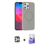 MARSİLYAN™- iPhone 16 Pro Max Kılıf Siluet Doku Özel Seri - Siyah Bilvis 5in1 5D Magic Hayalet Cam Ekran Koruyucu + PVD Metal Kamera Lens - GS