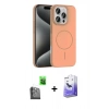 MARSİLYAN™- iPhone 16 Pro Max Kılıf Siluet Doku Özel Seri - Siyah Bilvis 5in1 5D Magic Hayalet Cam Ekran Koruyucu + Siyah Raze Metal Kamera Lens